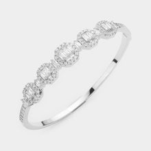 Load image into Gallery viewer, Silver Rectangle Stone Pointed Bangle Evening Bracelet
