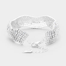 Load image into Gallery viewer, Silver Wavy Crystal Rhinestone Pave Evening Bracelet
