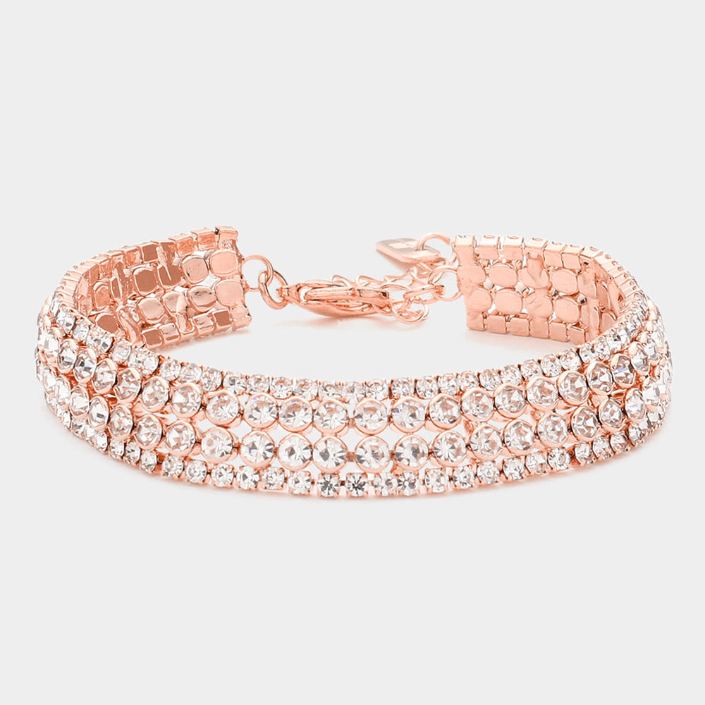 Rose Gold Bubble Stone Evening Bracelet