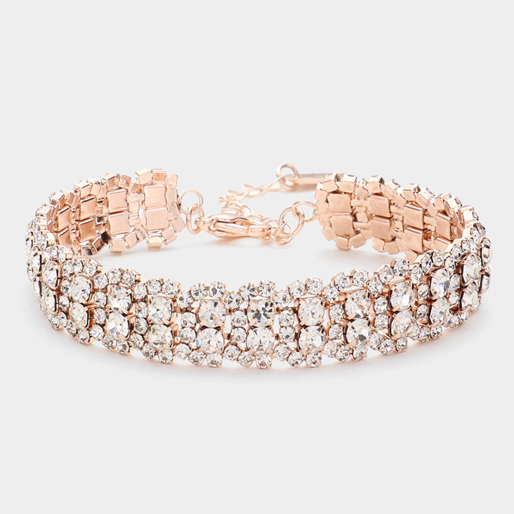 Rose Gold Bubble Stone Evening Bracelet