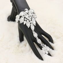 Load image into Gallery viewer, Silver Marquise Stone Custer Pointed Hand Chain Evening Bracelet
