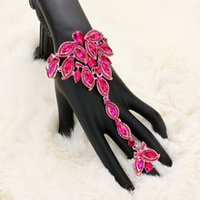 Load image into Gallery viewer, Red Marquise Stone Custer Pointed Hand Chain Evening Bracelet
