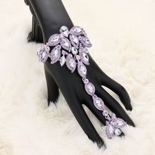 Load image into Gallery viewer, Amethyst Marquise Stone Custer Pointed Hand Chain Evening Bracelet
