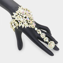 Load image into Gallery viewer, Gold Crystal Rhinestone Accented Hand Chain Evening Bracelet
