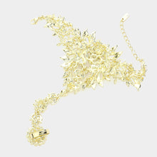 Load image into Gallery viewer, Gold Crystal Rhinestone Accented Hand Chain Evening Bracelet
