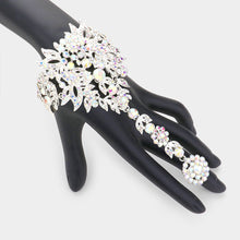 Load image into Gallery viewer, Silver Crystal Rhinestone Accented Hand Chain Evening Bracelet
