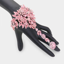 Load image into Gallery viewer, Pink Crystal Rhinestone Accented Hand Chain Evening Bracelet
