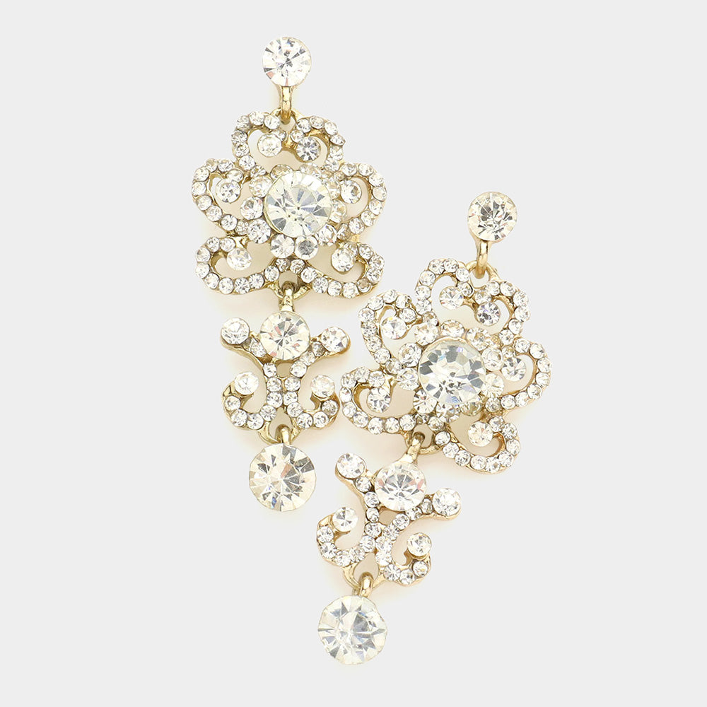 Gold Victorian Flower Earrings