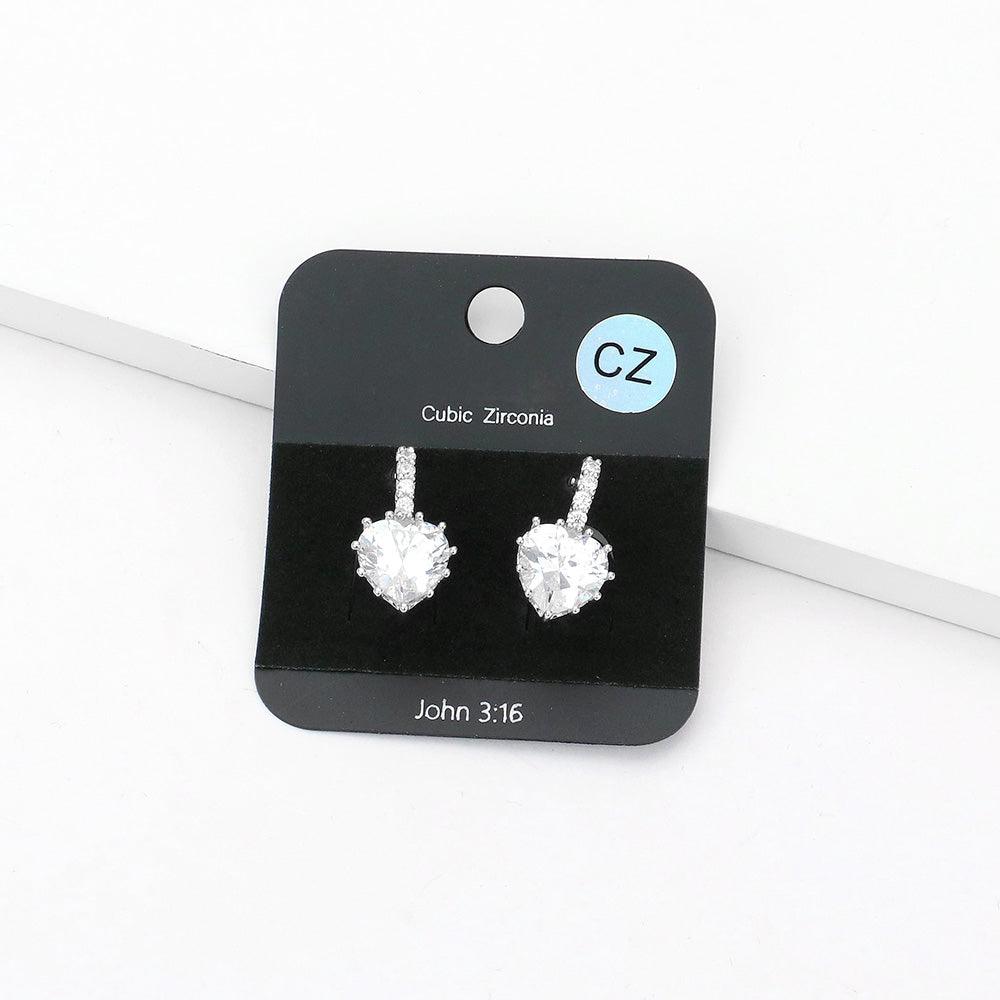 CZ Heart Evening Huggie Earrings