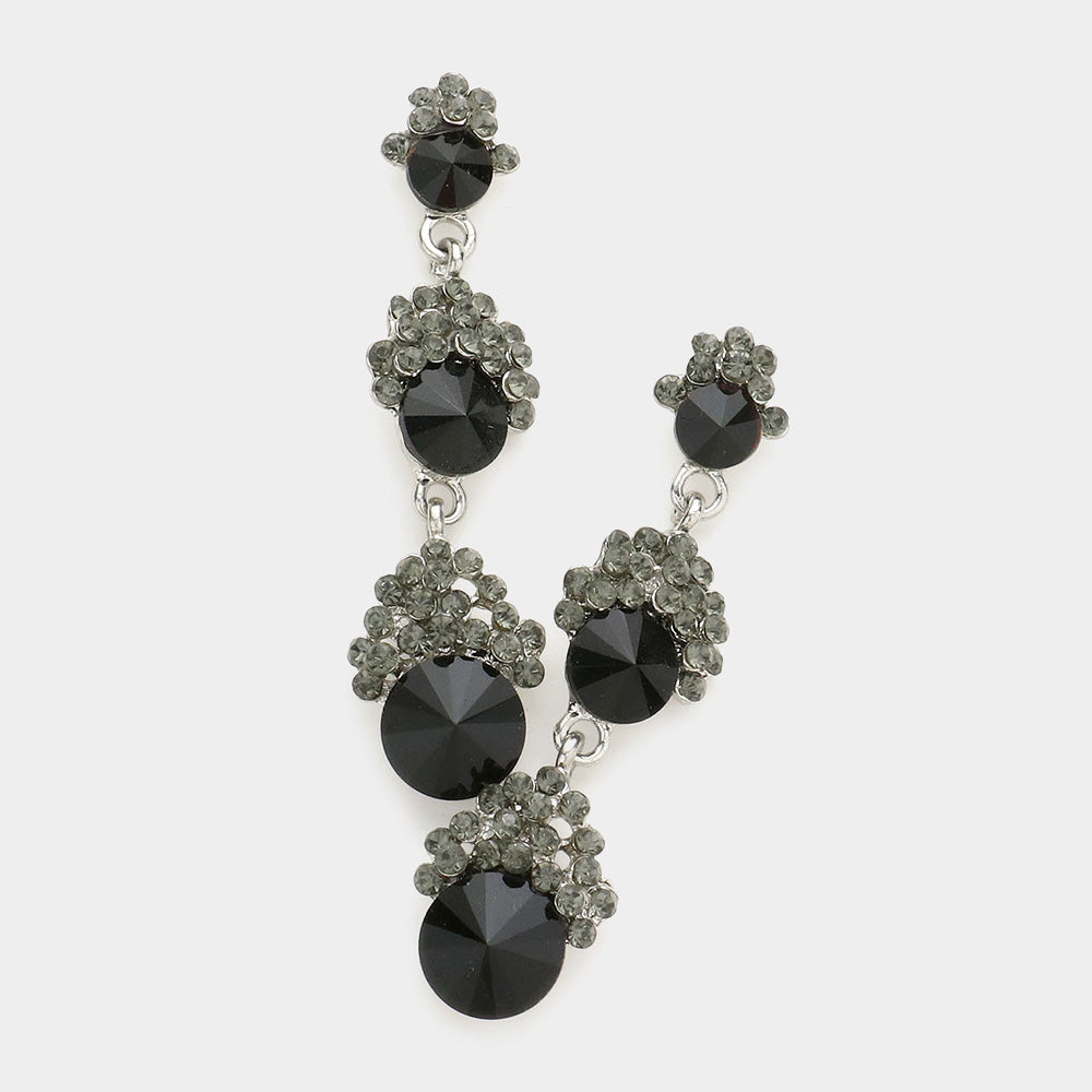 Black Crystal Cascading Bubble Earrings