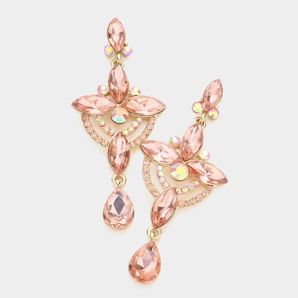 Peach Regal Chandelier Drop Earrings