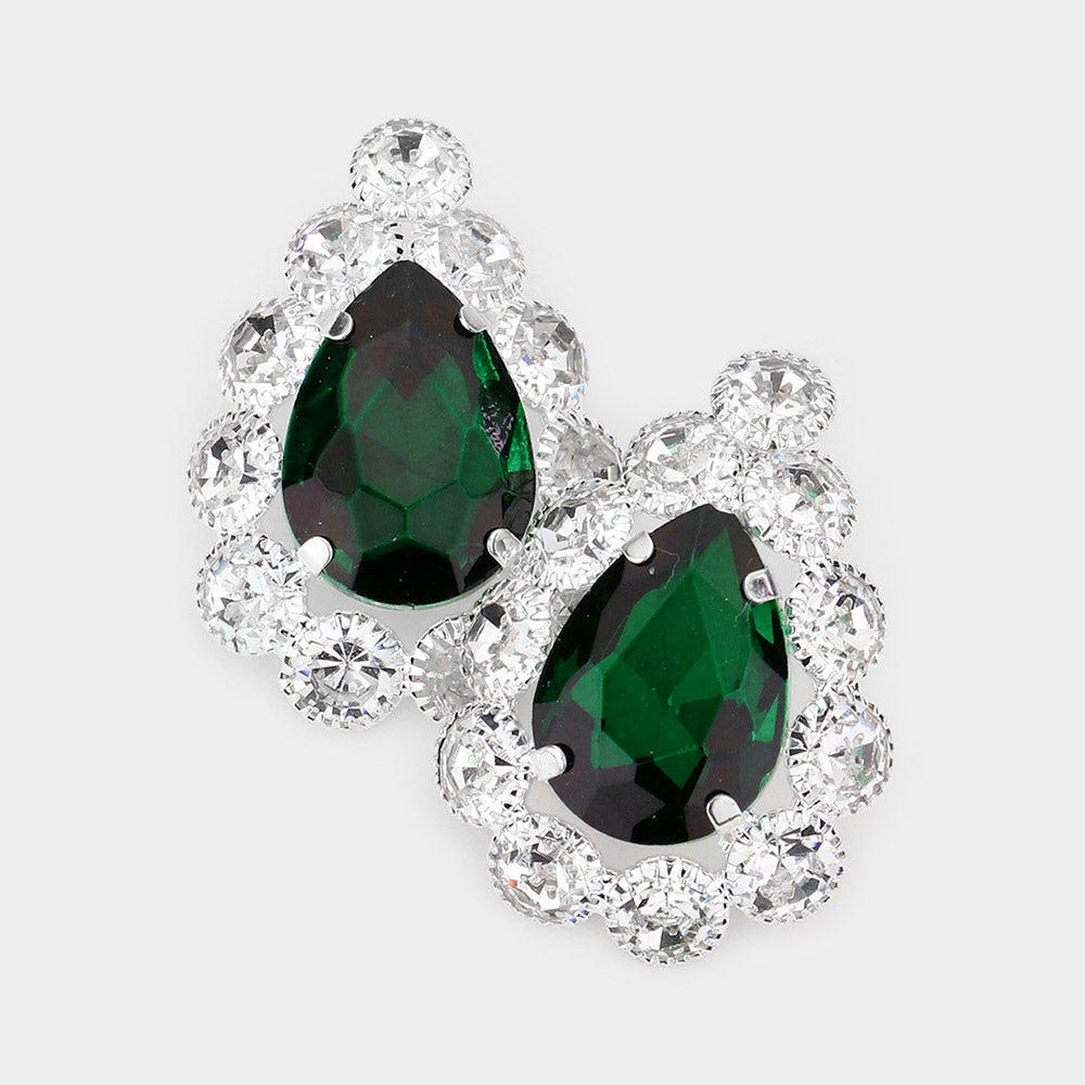 Emerald Crystal rhinestone teardrop earrings