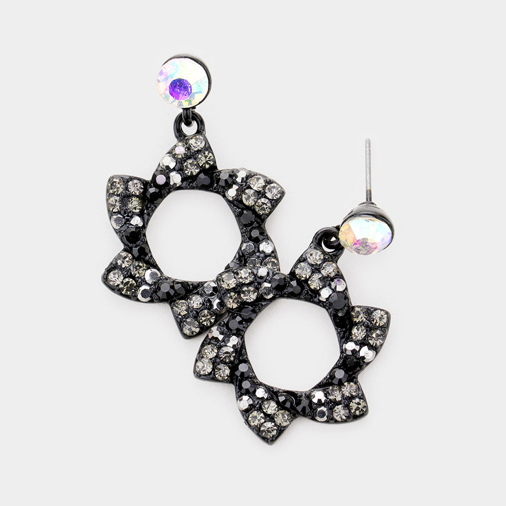 Hematite Crystal pinwheel earrings