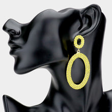 Load image into Gallery viewer, Yellow Rhinestone Double Open Oval Link Evening Earrings
