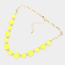 Load image into Gallery viewer, Yellow Cushion Square Stone Link Evening Necklace
