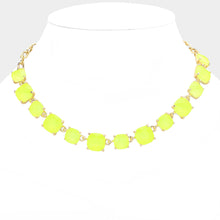 Load image into Gallery viewer, Yellow Cushion Square Stone Link Evening Necklace
