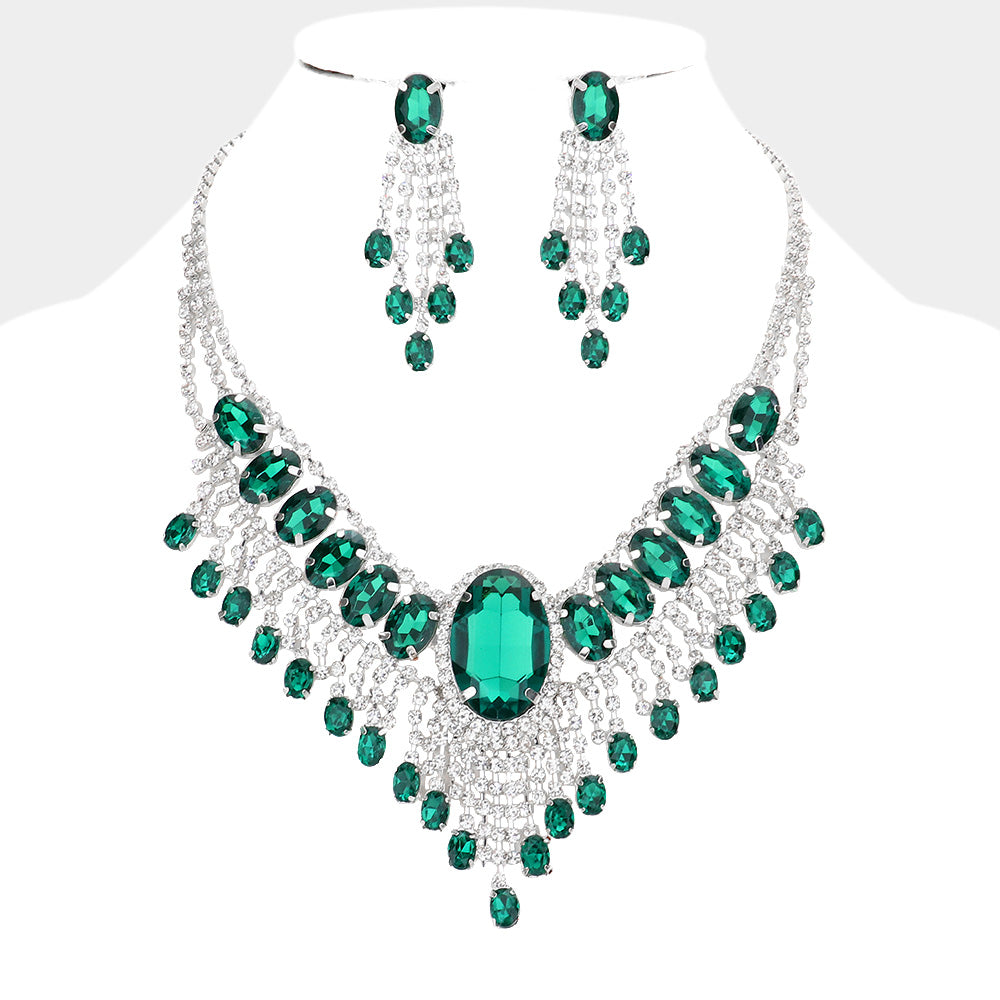 Emerald Glass Stone Ephemeral Wings Necklace