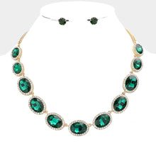 Load image into Gallery viewer, Emerald Oval Stone Link Evening Necklace

