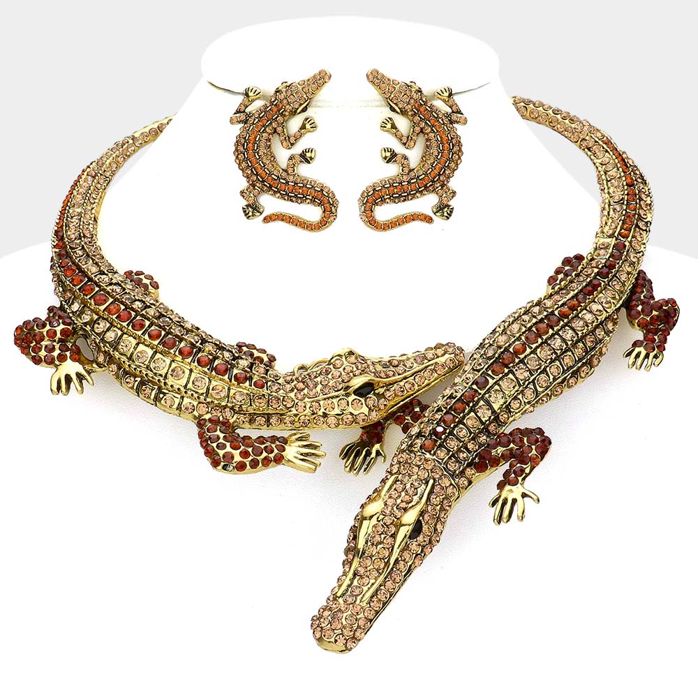 Double Alligator Evening Necklace