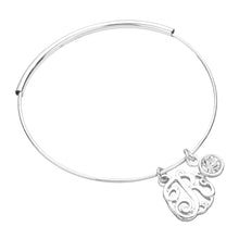 Load image into Gallery viewer, Silver R Monogram Bangle Bracelet
