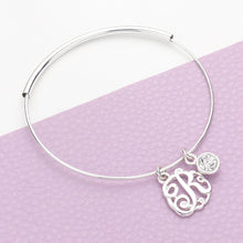 Load image into Gallery viewer, Silver R Monogram Bangle Bracelet
