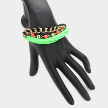 Load image into Gallery viewer, Green Multi Leather Strands Bracelet
