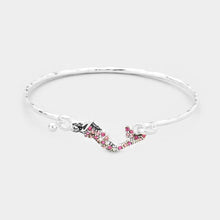 Load image into Gallery viewer, Silver Crystal Rhinestone Pave Mermaid Hook Bracelet
