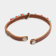 Load image into Gallery viewer, Turquoise Elephant Charm Faux Leather Bracelet
