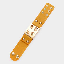 Load image into Gallery viewer, Yellow Spike Cone Studded Faux Leather Bracelet
