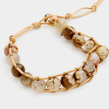 Load image into Gallery viewer, Gold Tied natural stone bead bracelet

