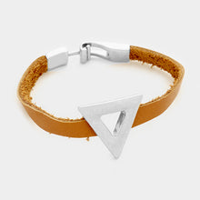 Load image into Gallery viewer, Silver Geo hoop &amp; faux leather bracelet
