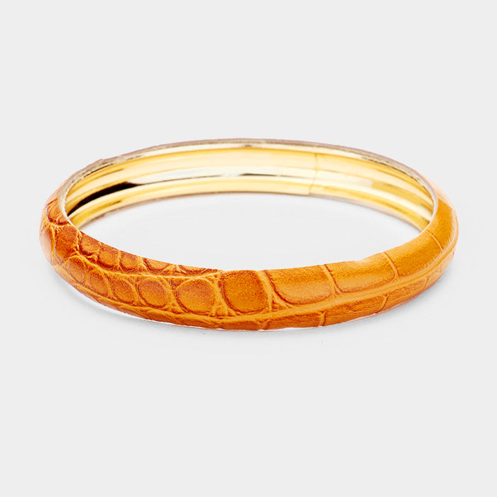 Gold Faux Leather Bangle Bracelet