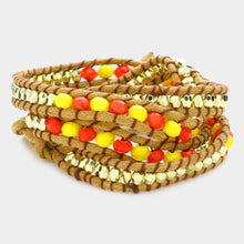 Load image into Gallery viewer, Orange Beaded Wrap Bracelet
