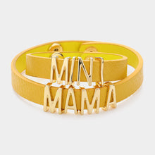 Load image into Gallery viewer, Yellow 2PCS - MINI MAMA Message Faux Leather Button Snap Bracelets Set
