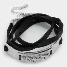 Load image into Gallery viewer, Silver Leaf Twig Metal Suede Wrap Bracelet
