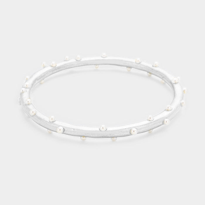 Silver Tiny Bubble Cluster Bangle Bracelet