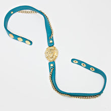 Load image into Gallery viewer, Turquoise Lion Accented Leather Band Bracelet
