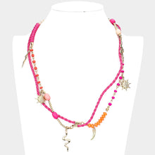 Load image into Gallery viewer, Pink Snake Charm Station Wrap Bracelet / Necklace
