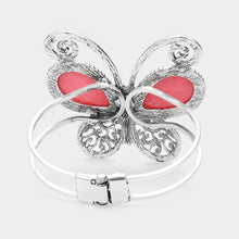 Load image into Gallery viewer, Red Natural Stone Butterfly Hinged Bracelet
