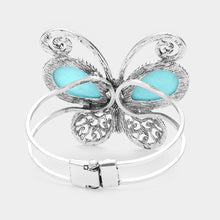 Load image into Gallery viewer, Turquoise Natural Stone Butterfly Hinged Bracelet
