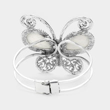 Load image into Gallery viewer, White Natural Stone Butterfly Hinged Bracelet
