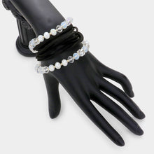 Load image into Gallery viewer, Black Glass beads &amp; faux suede wrap bracelet / necklace
