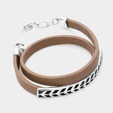 Load image into Gallery viewer, Metal detail faux leather wrap bracelet
