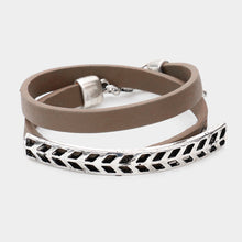 Load image into Gallery viewer, Metal detail faux leather wrap bracelet
