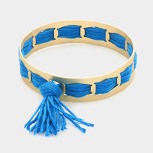 Load image into Gallery viewer, Blue Woven String Fringe Bangle Bracelet
