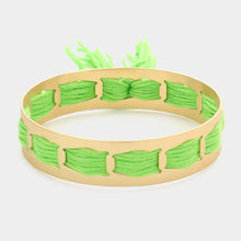 Load image into Gallery viewer, Green Woven String Fringe Bangle Bracelet
