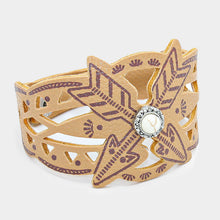 Load image into Gallery viewer, Silver Laser Cut out Arrow Leather Bracelet
