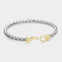 Load image into Gallery viewer, Two Tone Braided Metal Hook Bangle Bracelet
