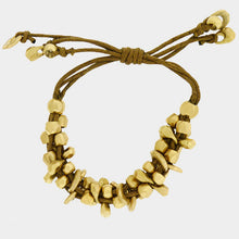 Load image into Gallery viewer, Gold Chunky Metal Bead Coated Cord Cinch Bracelet
