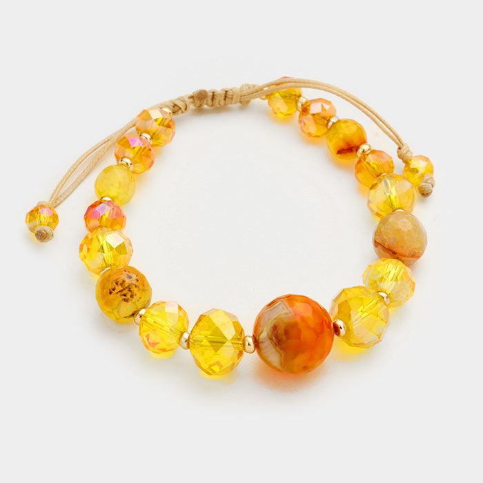 Yellow Semi Precious Beads Cinch Bracelet